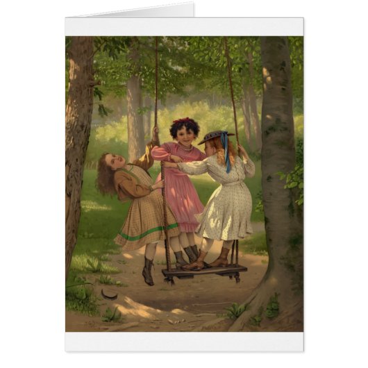 Three Little Girls on Swing Playing Old Fashioned (Front)