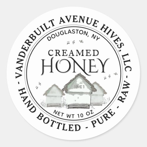 Three Little Hives CREAMED Honey Hand Bottled Raw  Classic Round Sticker