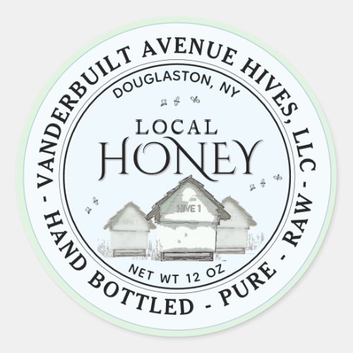 Three Little Hives LOCAL Honey Hand Bottled Raw  C Classic Round Sticker