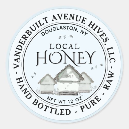 Three Little Hives LOCAL Honey Hand Bottled Raw  Classic Round Sticker
