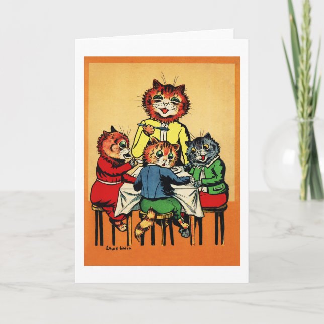 Three Little Kittens and Mother, Louis Wain Card (Front)