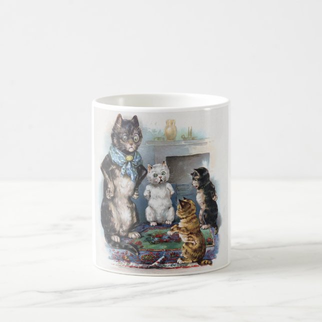 Three Little Kittens and Mother, Louis Wain Coffee Mug (Center)