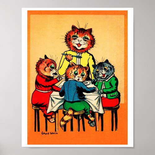 Three Little Kittens and Mother Louis Wain Poster