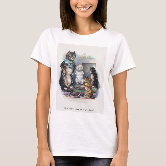 Three Little Kittens and Mother, Louis Wain T-Shirt (Front)