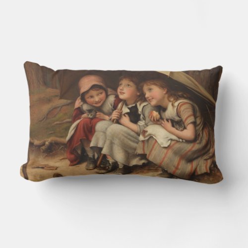 Three Little Kittens by Joseph Clark Lumbar Pillow