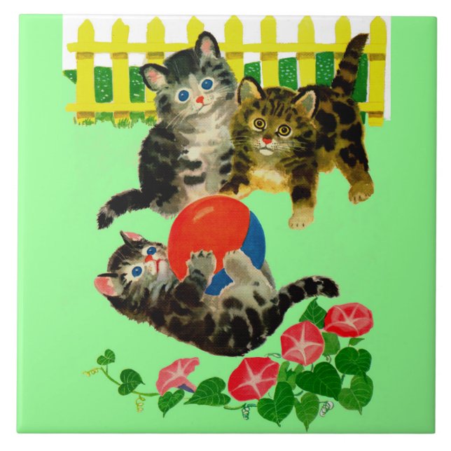 three little kittens ceramic tile (Front)