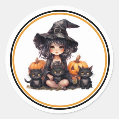 Three Little Kittens Halloween Classic Round Sticker