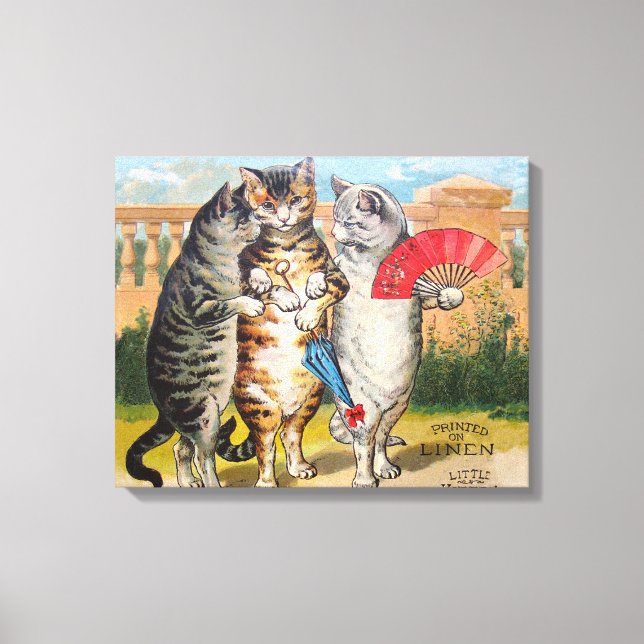 Three Little Kittens Mother Goose Illustration Canvas Print (Front)