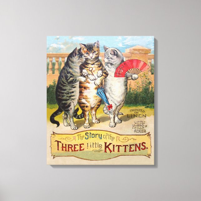 Three Little Kittens Mother Goose Illustration Canvas Print (Front)