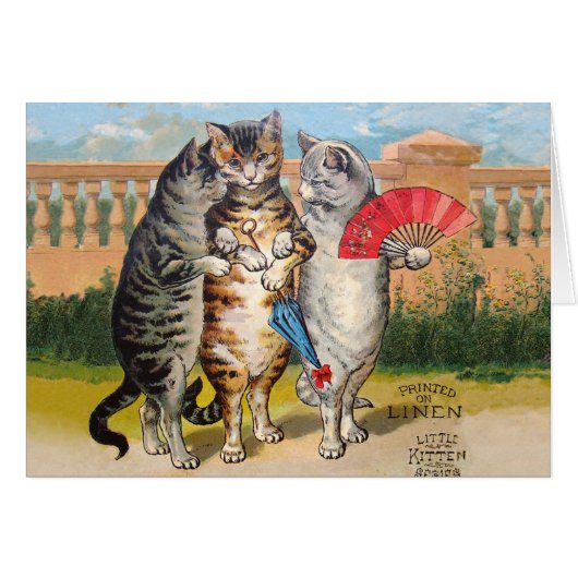 Three Little Kittens Mother Goose Illustration Cards (Front Horizontal)