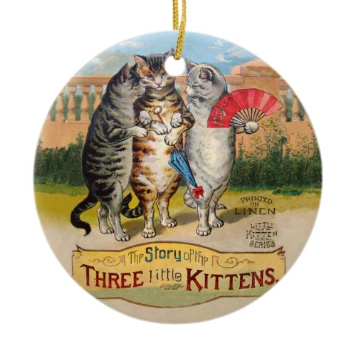 Three Little Kittens Mother Goose Illustration Ceramic Ornament