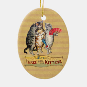 Three Little Kittens Mother Goose Illustration Ceramic Ornament