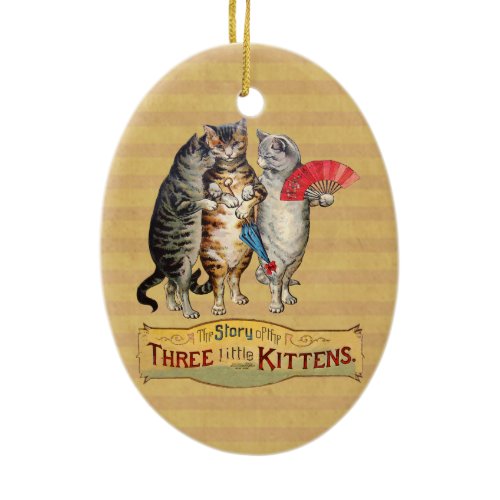 Three Little Kittens Mother Goose Illustration Ceramic Ornament