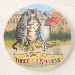 Three Little Kittens Mother Goose Illustration Drink Coaster