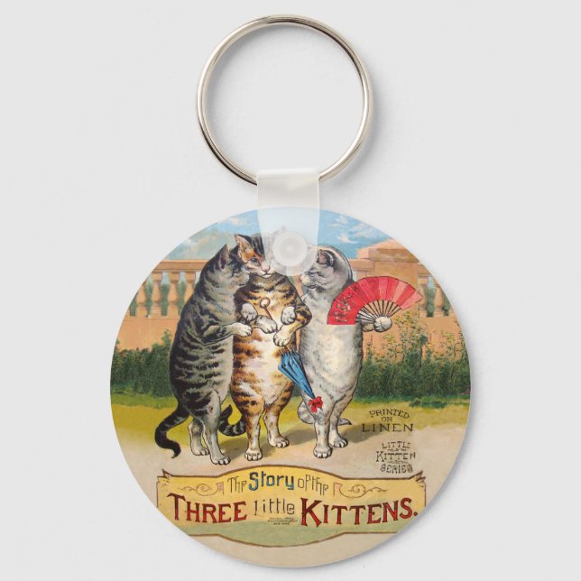 Three Little Kittens Mother Goose Illustration Keychain (Front)