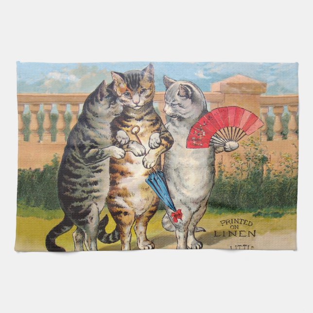 Three Little Kittens Mother Goose Illustration Kitchen Towel (Horizontal)