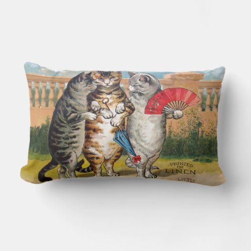 Three Little Kittens Mother Goose Illustration Lumbar Pillow