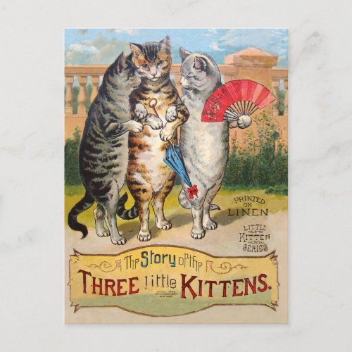 Three Little Kittens Mother Goose Illustration Postcard