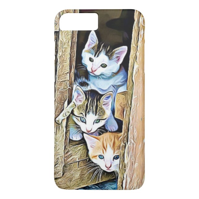 Three Little Kittens Peeking Out Phone Case (Back)