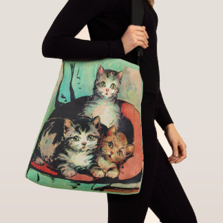 three little kittens print crossbody bag