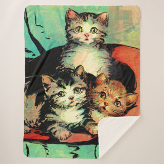 three little kittens sherpa blanket