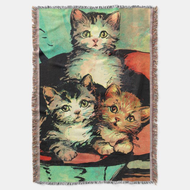 three little kittens throw blanket (Front Vertical)
