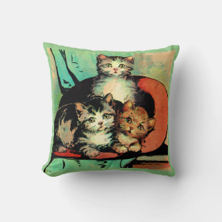 three little kittens throw pillow