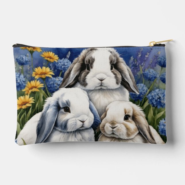 Three Little Lop Bunnies Accessory Pouch (Back)