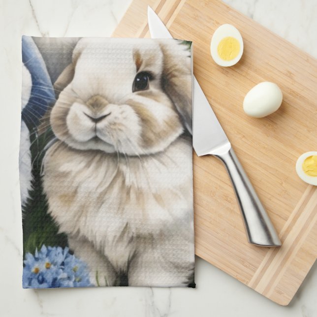 Three Little Lop Bunnies Kitchen Towel (Quarter Fold)