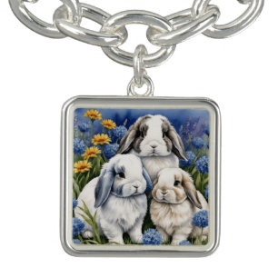 Three Little Lop Bunny Rabbits  Bracelet