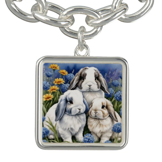 Three Little Lop Bunny Rabbits  Bracelet (Design)