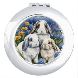 Three Little Lop Bunny Rabbits Compact Mirror