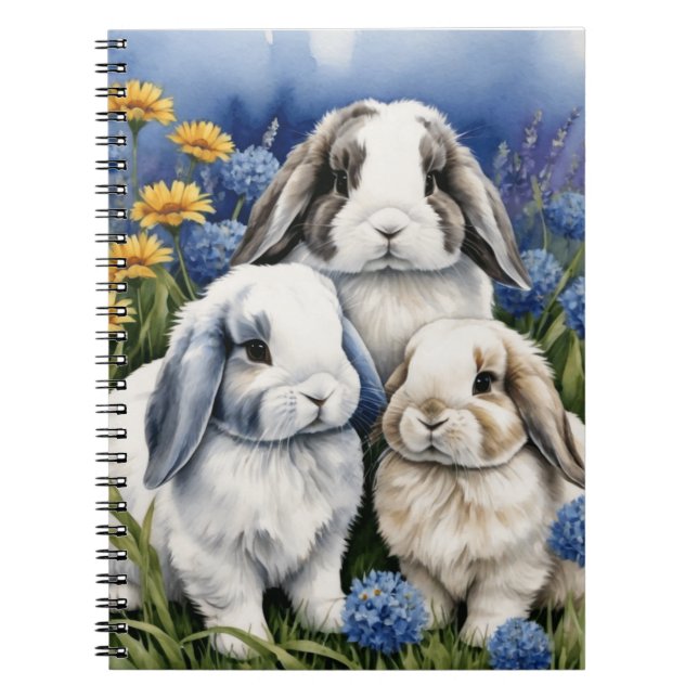 Three Little Lop Bunny Rabbits Notebook (Front)
