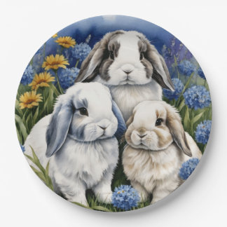 Three Little Lop Bunny Rabbits Paper Plates
