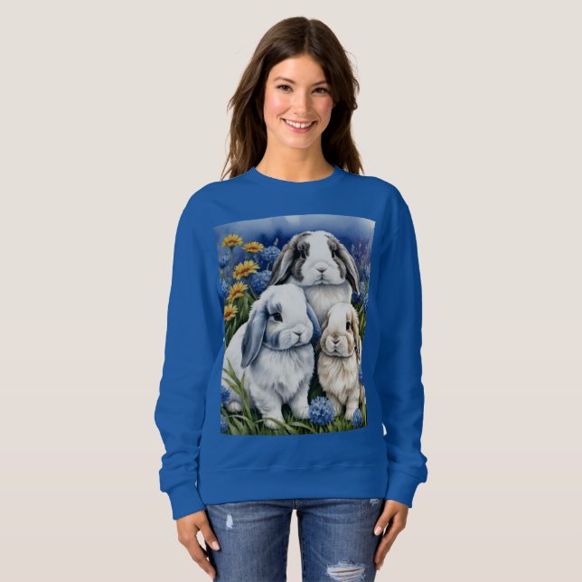 Three Little Lop Bunny Rabbits Sweatshirt (Front Full)