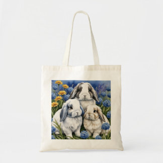 Three Little Lop Bunny Rabbits Tote Bag