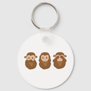 Three Little Monkeye Keychain by escapefromreality at Zazzle