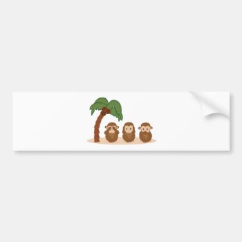 Three Little Monkeys - Three Macaquinhos Bumper Sticker by escapefromreality at Zazzle