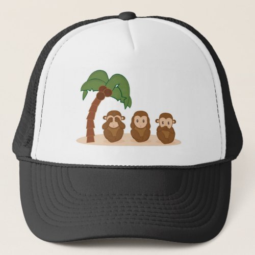Three little monkeys _ three macaquinhos trucker hat