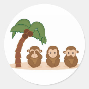 Three little monkeys - três macaquinhos classic round sticker