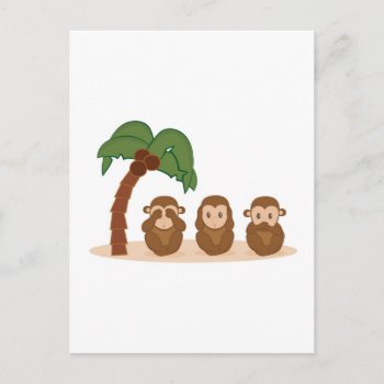 Three Little Monkeys - Três Macaquinhos Postcard by escapefromreality at Zazzle