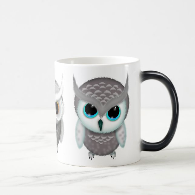 Three Little Owls Illustrated Art Color Morph Mug (Right)