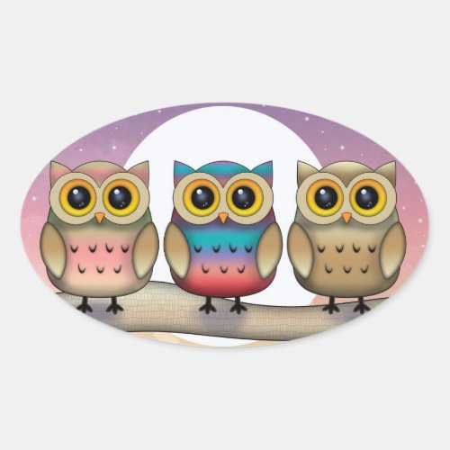 Three Little Owls Stickers