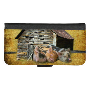 Three Little Pigs At The Rustic Barn Snoozing iPhone 8/7 Wallet Case