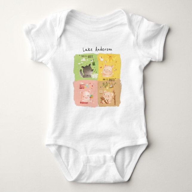 Three Little Pigs & Big Bad Wolf Baby Bodysuit (Front)