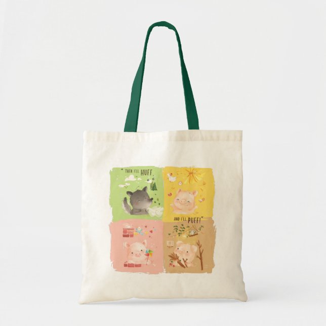 Three Little Pigs & Big Bad Wolf Tote Bag (Front)