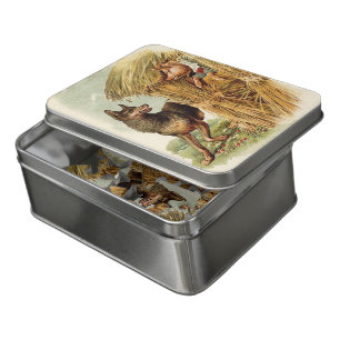 Three Little Pigs Big Bad Wolf, Vintage Fairy Tale Jigsaw Puzzle