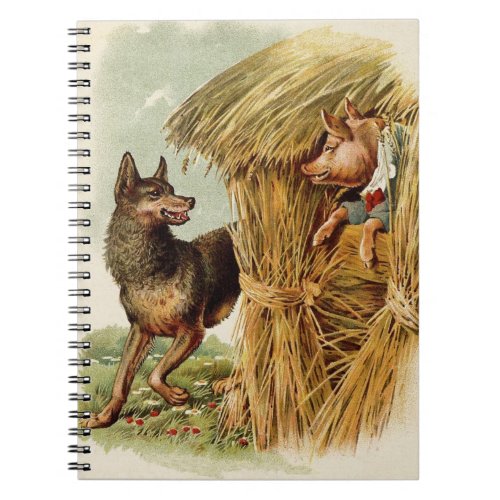 Three Little Pigs Big Bad Wolf Vintage Fairy Tale Notebook