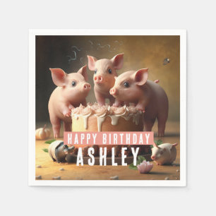 Three little pigs Birthday Cake Napkins