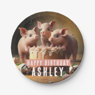 Three little pigs Birthday Cake Paper Plates